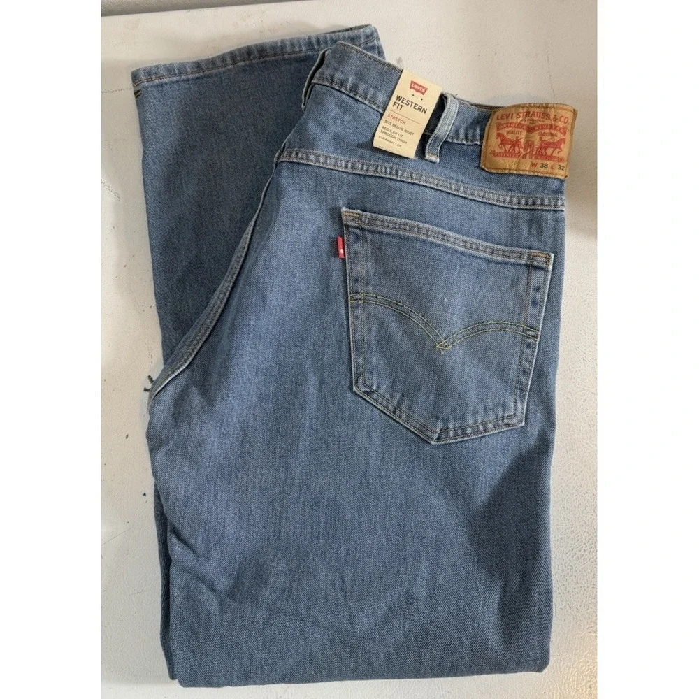 NEW Levi's Men's Western Fit Stretch‎ Straight Leg Blue Jeans 38x32 NWT